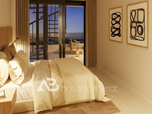 dormitorio piso en venta en el complejo Atlantic Homes en el Madroñal de Costa Adeje