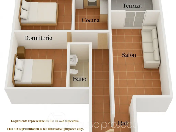 representacion 3D piso en venta Fañabé Pueblo