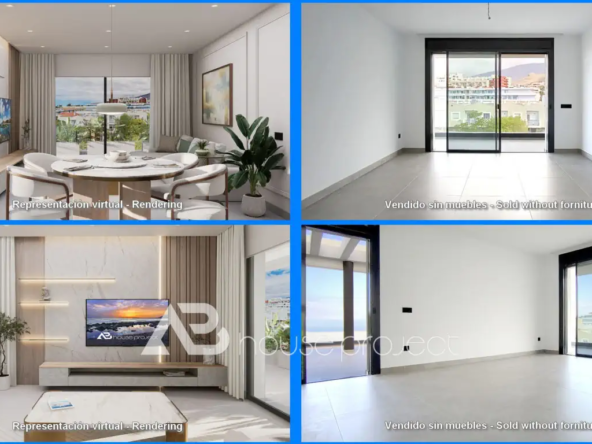 salón del atico de lujo en venta en el complejo Atlantic Homes en el Madroñal